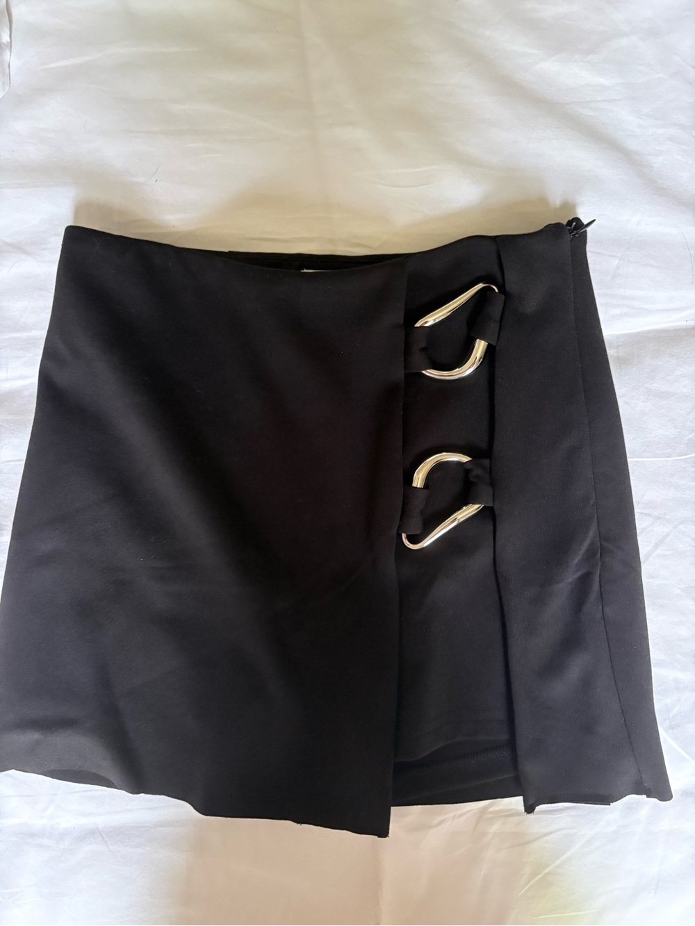 Princess Polly Black Mini Skirt with Silver Buckle Accents